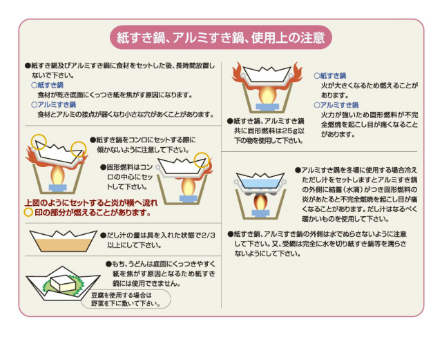 紙なべ注意