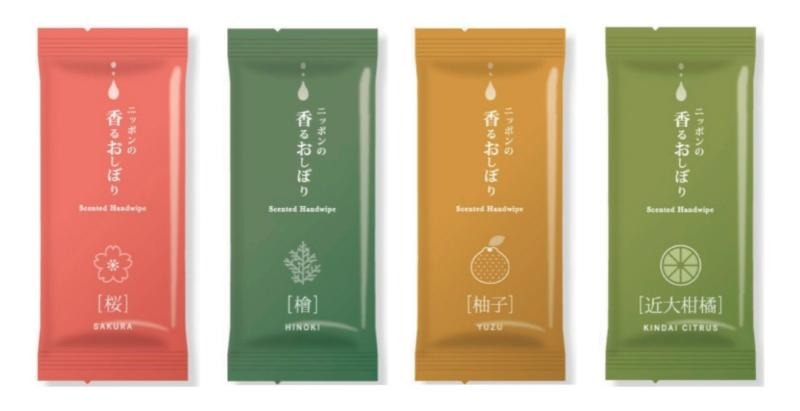 ニッポンの香るおしぼり 桜・檜・柚子・近大柑橘の4種類 個包装